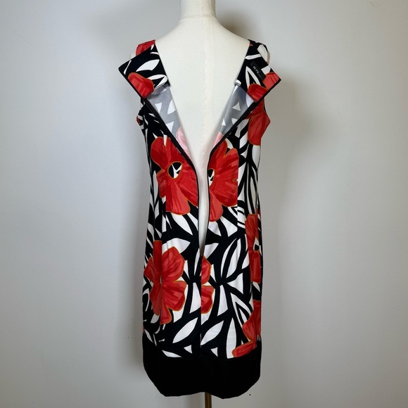 Alyx Red Black White Floral Sleeveless Midi Dress Women’s Size 12 - Picture 7 of 10